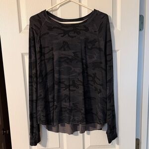 Sundry Charcoal Camouflage Long Sleeve Top